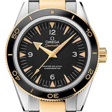 Omega Seamaster 300 Master Co-Axial 41mm Black Arabic Index two tone Yellow Gold Stainless Steel