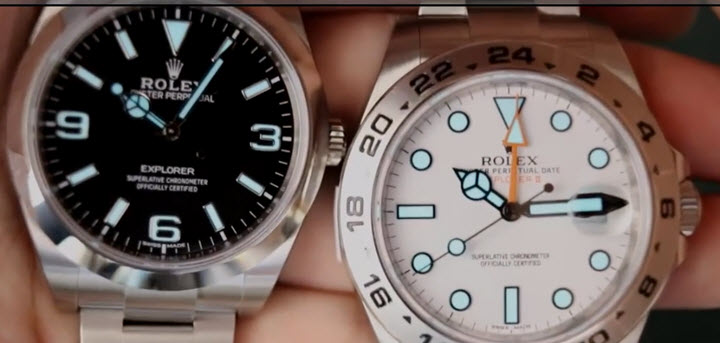 2016 Rolex Explorer I vs Explorer II Luminous Glow In the Dark Dial Comparison