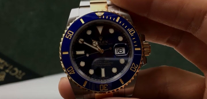 Roled Two Tone Submariner Blue Dial Bezel Comparison