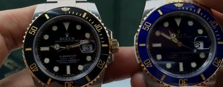 Roled Two Tone Submariner Blue Dial text Comparison