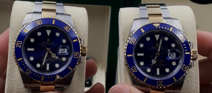 Rolex Two Tone Submariner Blue Dial Comparison