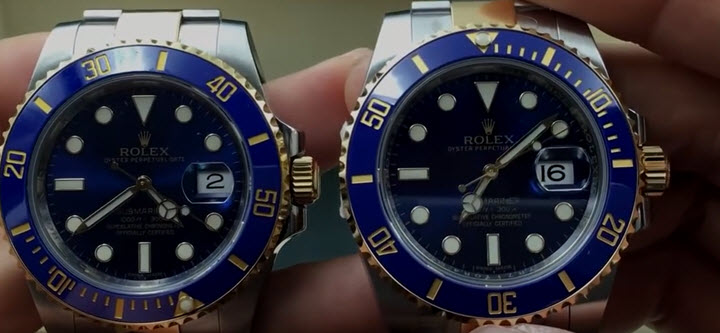 Rolex Two Tone Submariner New versus Used Blue Bezel Comparison