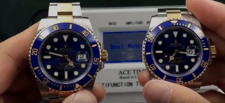 Rolex Two Tone Submariner New versus Used Blue Bezel Comparison