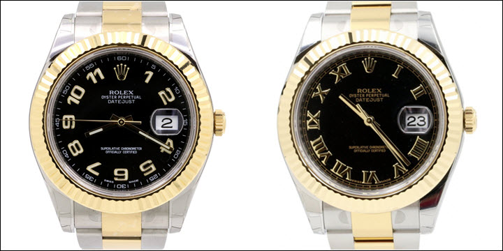 Datejust 2 black dial arabic vs roman numerals