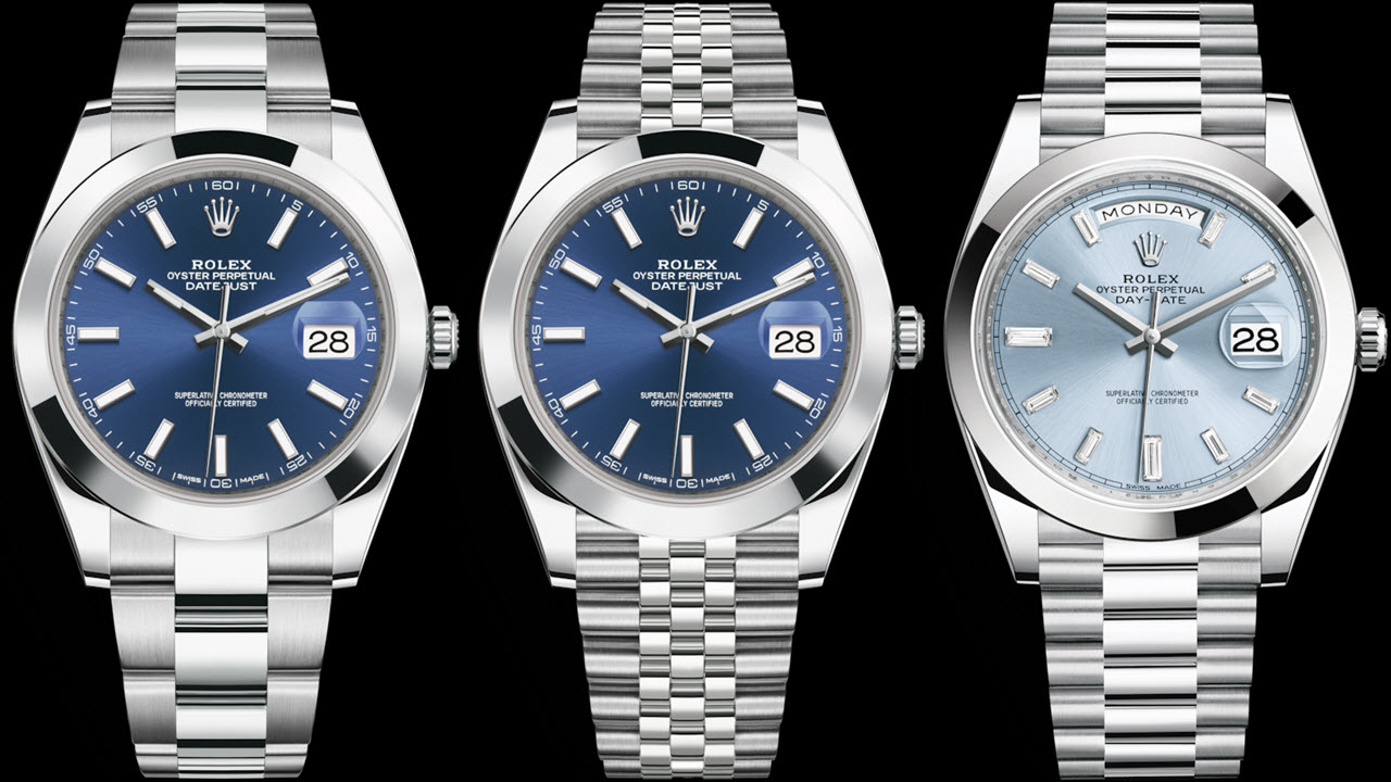 Rolex Blue Dial - oyster vs jubilee vs president bracelet comparison