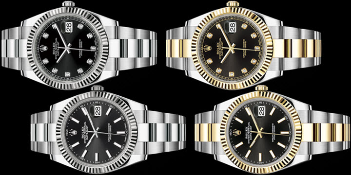 Rolex Datejust 41 black dial stick index vs diamond hour markers