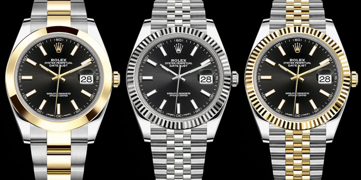 Rolex Datejust 41 black dial white vs yellow gold