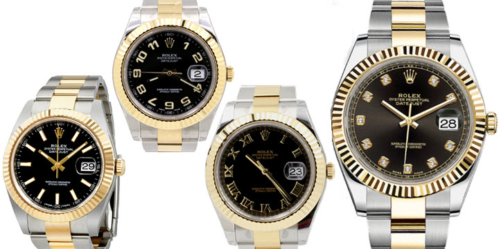 rolex datejust 36 two tone black dial