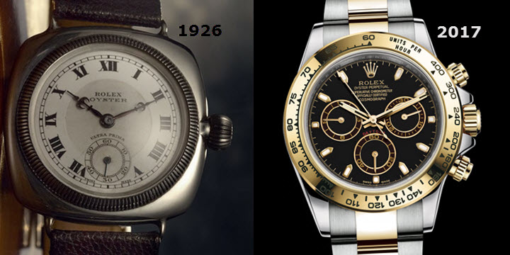 Rolex Luxurification Oyster Perpetual from 1926 vs 2017 Daytona