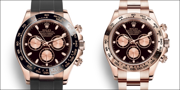 Rose Gold Rolex Daytona Black Face Dial: Ceramic Bezel & Rubber Strap vs. Everose Gold Bezel & Gold Oyster Bracelet