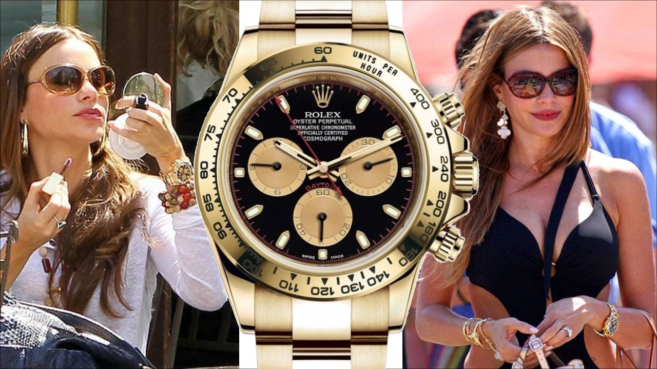 Sofia Vergara Rolex Daytona Yellow Gold 116508 Black Celebrity