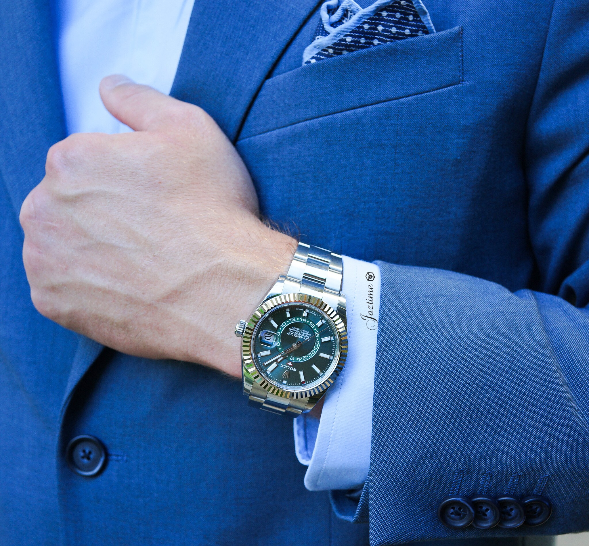 Rolex Sky-Dweller White Gold_Steel Mint Green Index Dial Oyster Bracelet 336934 - Jaztime blog - Lowest priced luxury watches-3