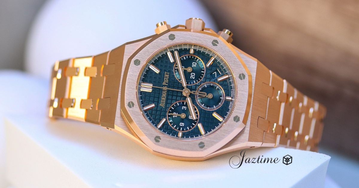 Royal Oak Chronograph 38mm Rose Gold Blue Dial 26715OR.OO.1356OR.01 - Jaztime Blog - Best Prices for AUDEMARS PIGUET Watches in the Los Angeles - Orange County Area. Dealer for Brand New and Used