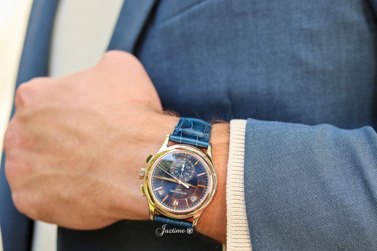 Patek Philippe Complications Flyback Chronograph Annual Calendar Rose Gold Blue Dial 5905R-010 - Jaztime Blog - New & Used Luxury Watches - Orange County - CA - Jaztime Blog 1