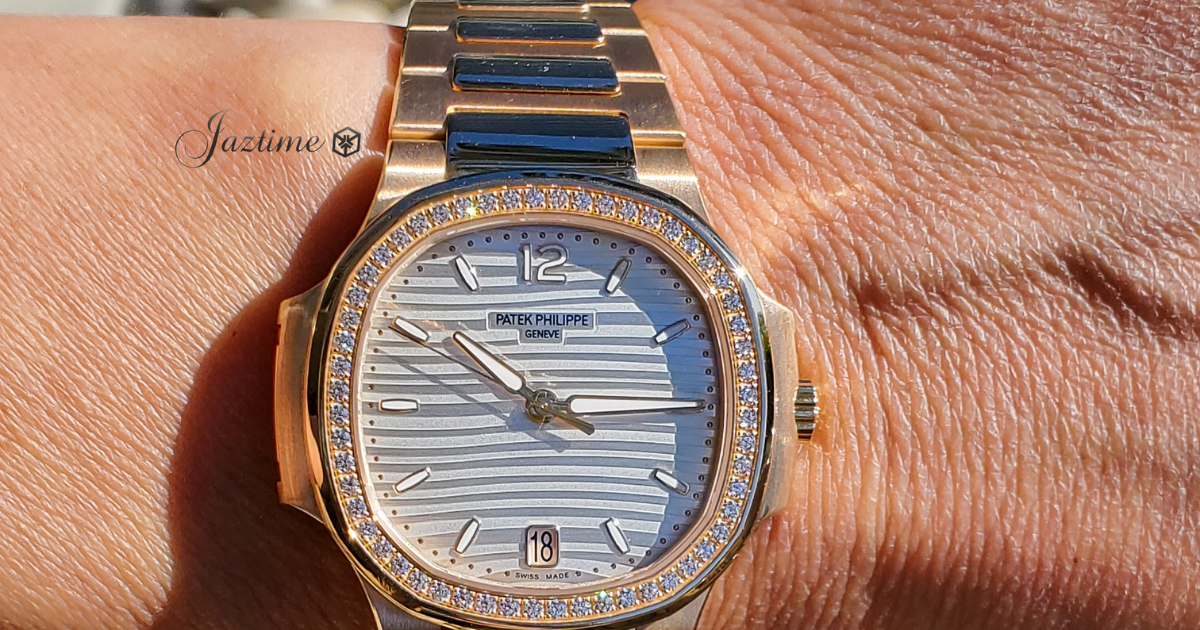 Up Close Patek Philippe Nautilus Ladies Rose Gold Silver Dial 7118 1200R 001 Jaztime Blog