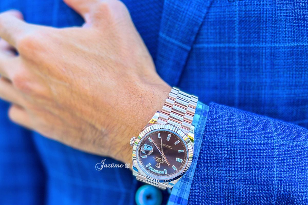 Rolex Day-Date 40 President Rose Gold Chocolate Diamond Dial 228235 - Jaztime Blog - New & Used Luxury Watches - Orange County - CA - Jaztime Blog 1