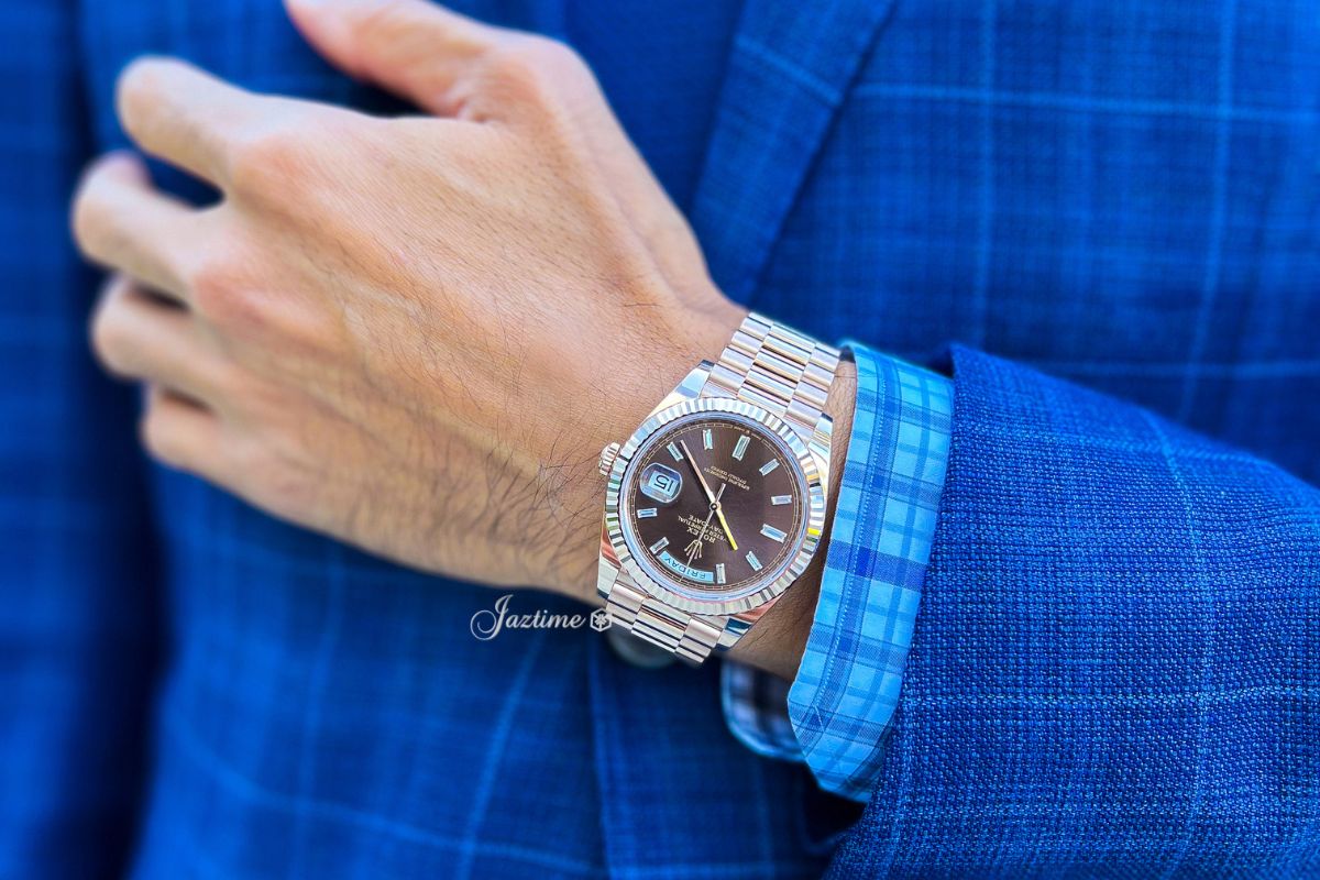 Rolex Day-Date 40 President Rose Gold Chocolate Diamond Dial 228235 - Jaztime Blog - New & Used Luxury Watches - Orange County - CA - Jaztime Blog 4