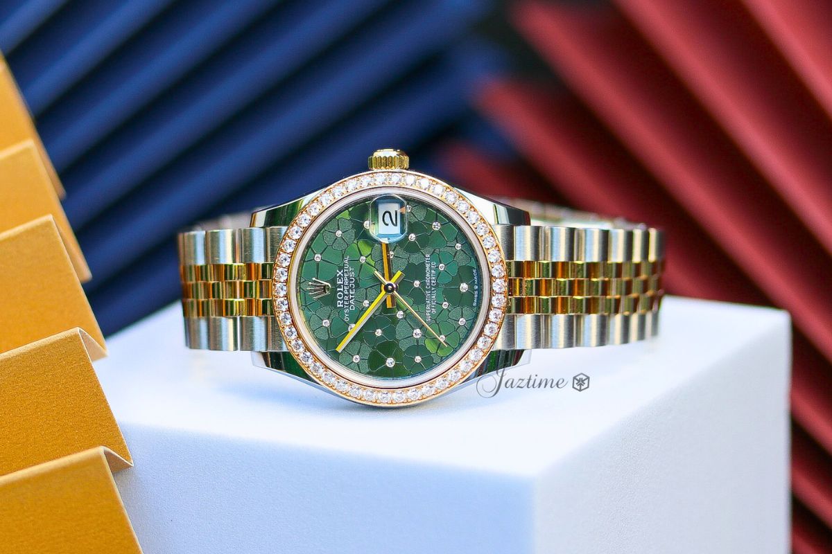 Rolex Lady-Datejust 31 Yellow Gold:Steel Olive Green Diamond Dial & Fluted Bezel Jubilee Bracelet 278273 - Jaztime Blog - New & Used Luxury Watches - Orange County - CA - Jaztime Blog 2