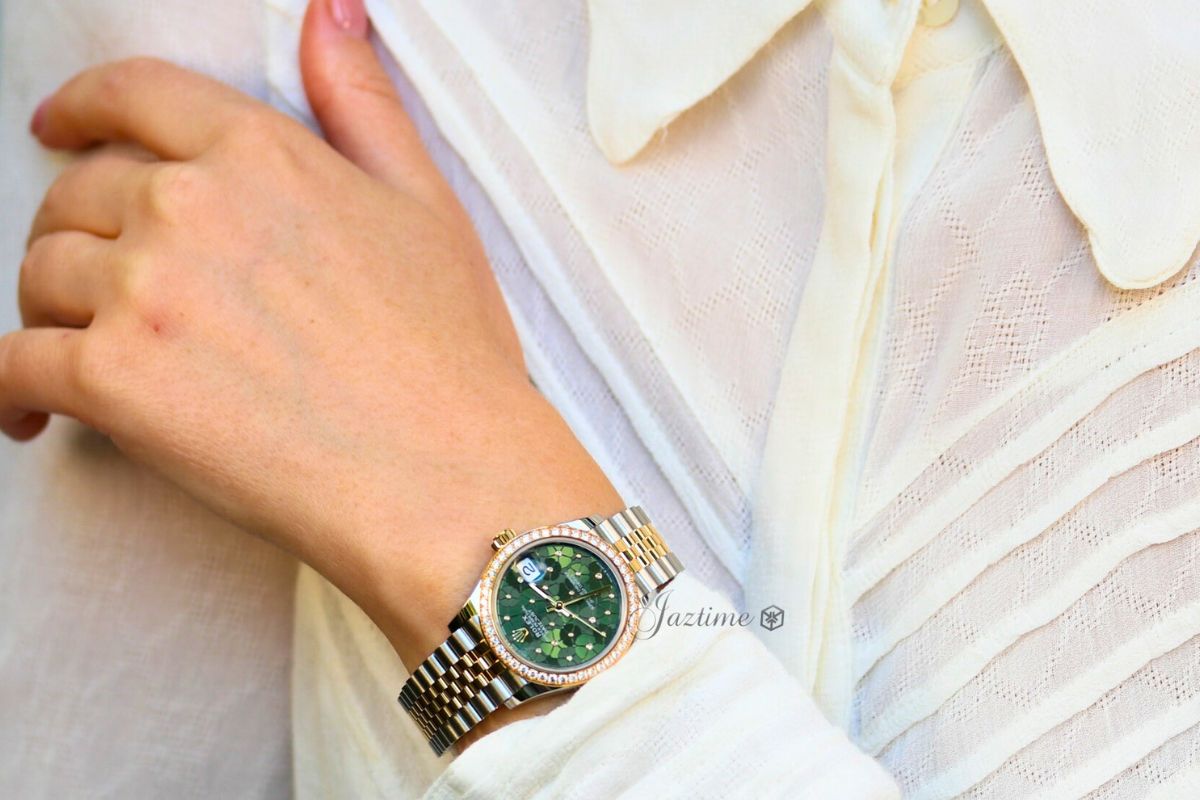 Rolex Lady-Datejust 31 Yellow Gold:Steel Olive Green Diamond Dial & Fluted Bezel Jubilee Bracelet 278273 - Jaztime Blog - New & Used Luxury Watches - Orange County - CA - Jaztime Blog 6