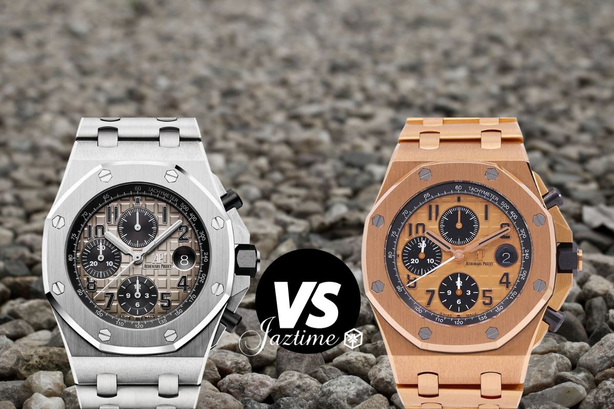 Comparing Audemars Piguet Royal Oak Brick Offshore Chronograph Platinum vs. Rose Gold - Jaztime Blog - New & Used Luxury Watches - Orange County - CA - Jaztime Blog
