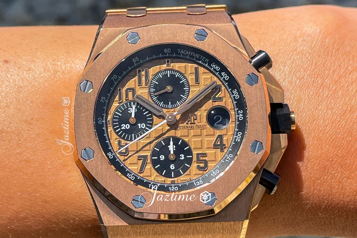 Wearing the Audemars Piguet Royal Oak Offshore Brick Champagne 42mm Rose Gold 26470OR.OO.1000OR.01 - Jaztime Blog - New & Used Luxury Watches - Orange County - CA - Jaztime Blog