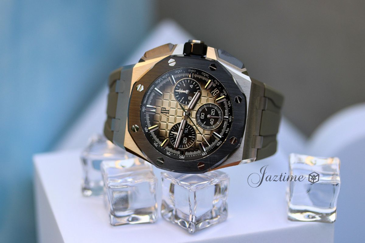 On display: Audemars Piguet Royal Oak Offshore Chronograph 43mm Stainless Steel Ceramic Taupe Brown Dial 26420SO.OO.A600CA.01 - Jaztime Blog - New & Used Luxury Watches - Orange County - CA - Jaztime Blog
