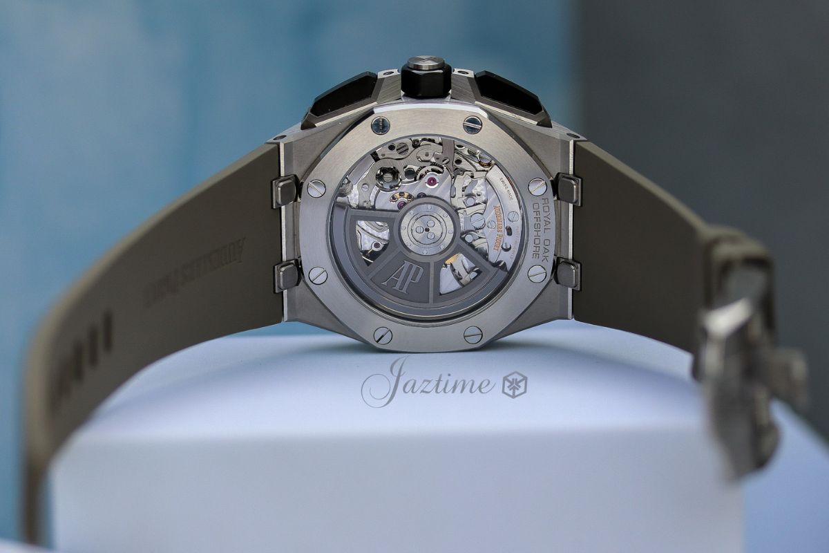 The movement: Audemars Piguet Royal Oak Offshore Chronograph 43mm Stainless Steel Ceramic Taupe Brown Dial 26420SO.OO.A600CA.01 - Jaztime Blog - New & Used Luxury Watches - Orange County - CA - Jaztime Blog