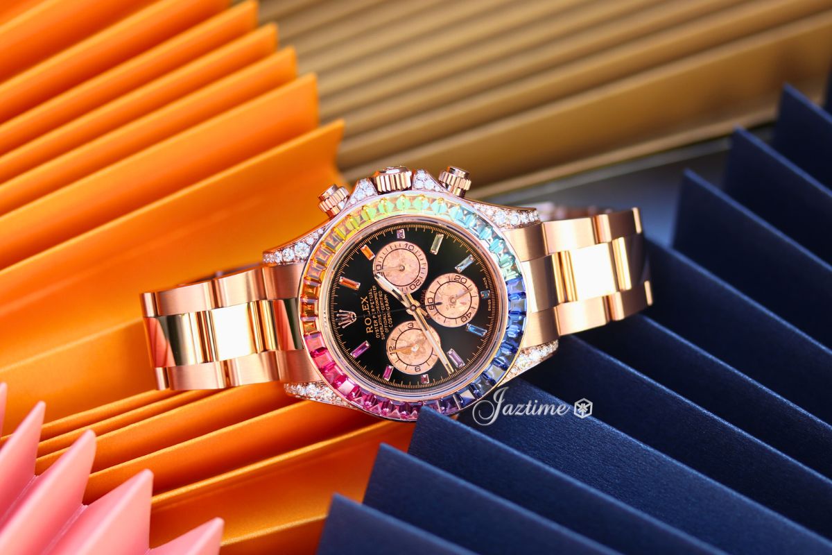 Colorful Rolex Daytona Rainbow Rose Gold Sapphire Diamond Gem Set Dial & Bezel - CUSTOM - 116595RBOW116505 - Jaztime Blog - New & Used Luxury Watches - Orange County - CA - Jaztime Blog 