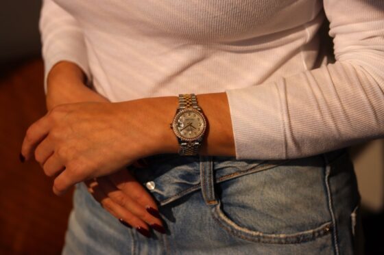 Rolex Datejust 31 Yellow Gold Steel White Mother of Pearl Diamond Bezel 278383RBR
