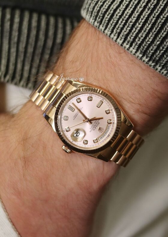 Rolex Day-Date 36 Rose Gold Pink Diamond Dial 118235
