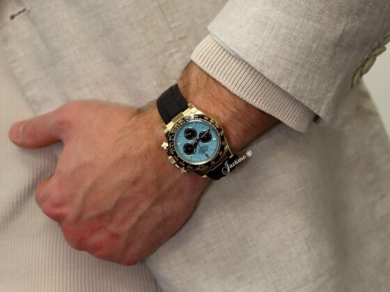 Rolex Daytona Yellow Gold Tiffany Turquoise Blue Dial Oysterflex 126518LN