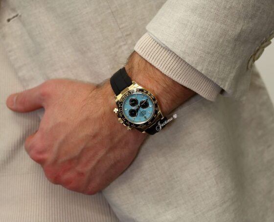 Rolex Daytona Yellow Gold Tiffany Turquoise Blue Dial Oysterflex 126518LN