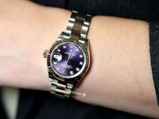 Rolex Lady Datejust 28 Rose Gold Steel Aubergine Diamond Dial 279171