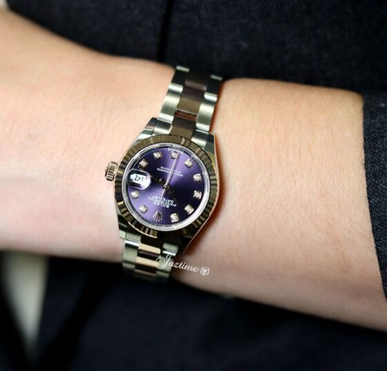 Rolex Lady Datejust 28 Rose Gold Steel Aubergine Diamond Dial 279171
