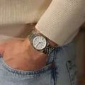 Rolex Land-Dweller 36 White Gold Steel Intense White Honeycomb Motif Dial Fluted Bezel 127234