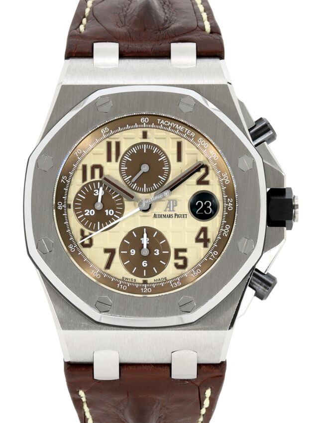 Audemars Piguet Offshore Chronograph Safari Steel Ceramic 42mm Ivory Brown 26470ST.OO.A801CR.01 PRE OWNED