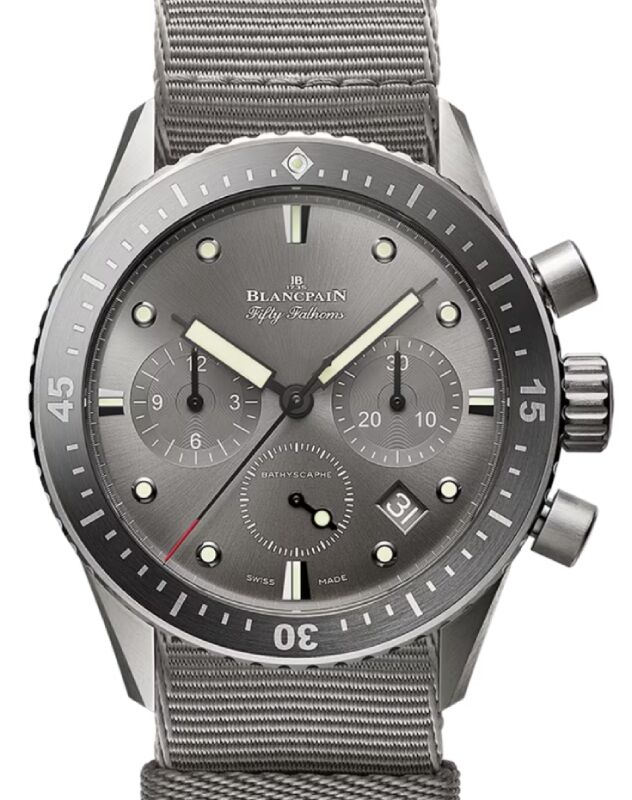 Blancpain Fifty Fathoms Bathyscaphe Chronographe Flyback Titanium 43mm Grey Dial NATO 5200 1210 NAGA BRAND NEW