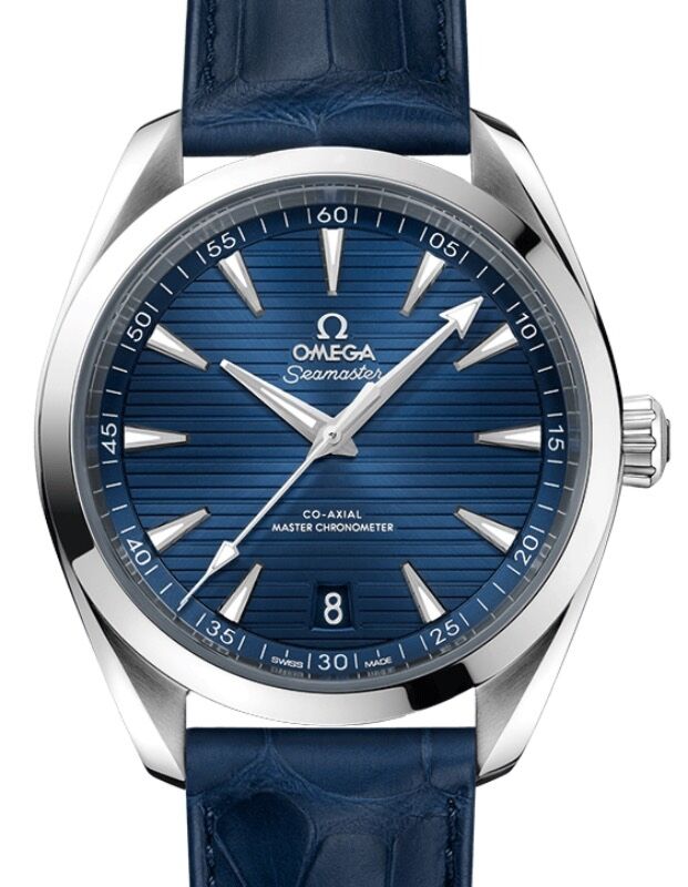 Omega Seamaster Aqua Terra 150M Co Axial Master Chronometer 41mm Stainless Steel Blue Dial Alligator Leather Strap 220.13.41.21.03.003 BRAND NEW
