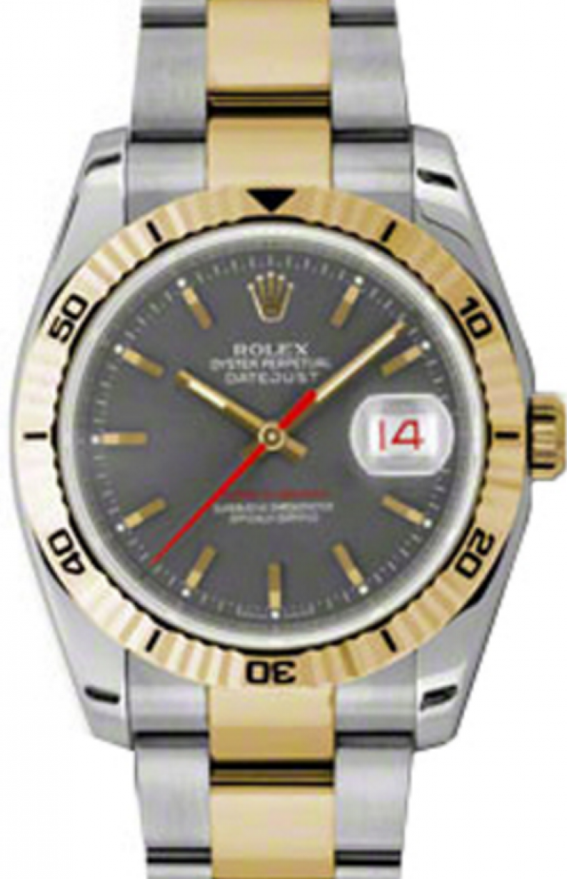 Rolex Datejust 36 Yellow Gold/Steel Steel Index Dial Turn-O-Graph Thunderbird Bezel Oyster 116263