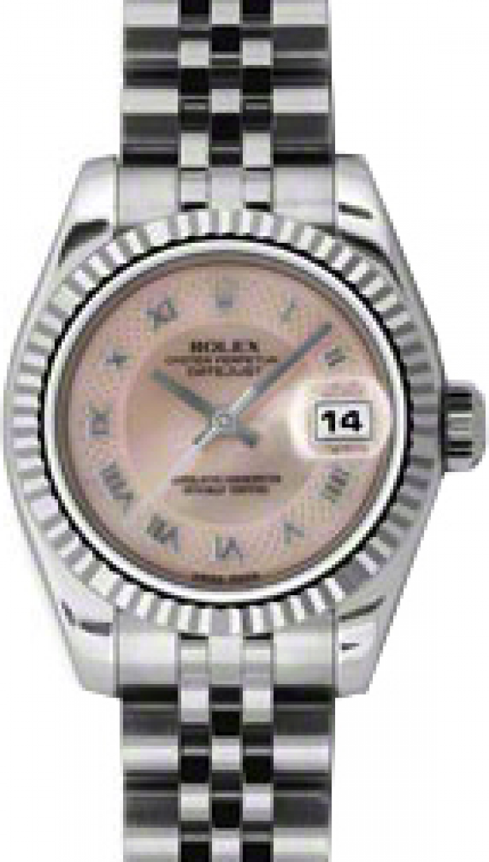 Furnace lighed Når som helst Rolex Lady-Datejust 26 179174-PDMOPRJ Pink Decorative Mother of Pearl Roman  Fluted White Gold Stainless Steel Jubilee - BRAND NEW