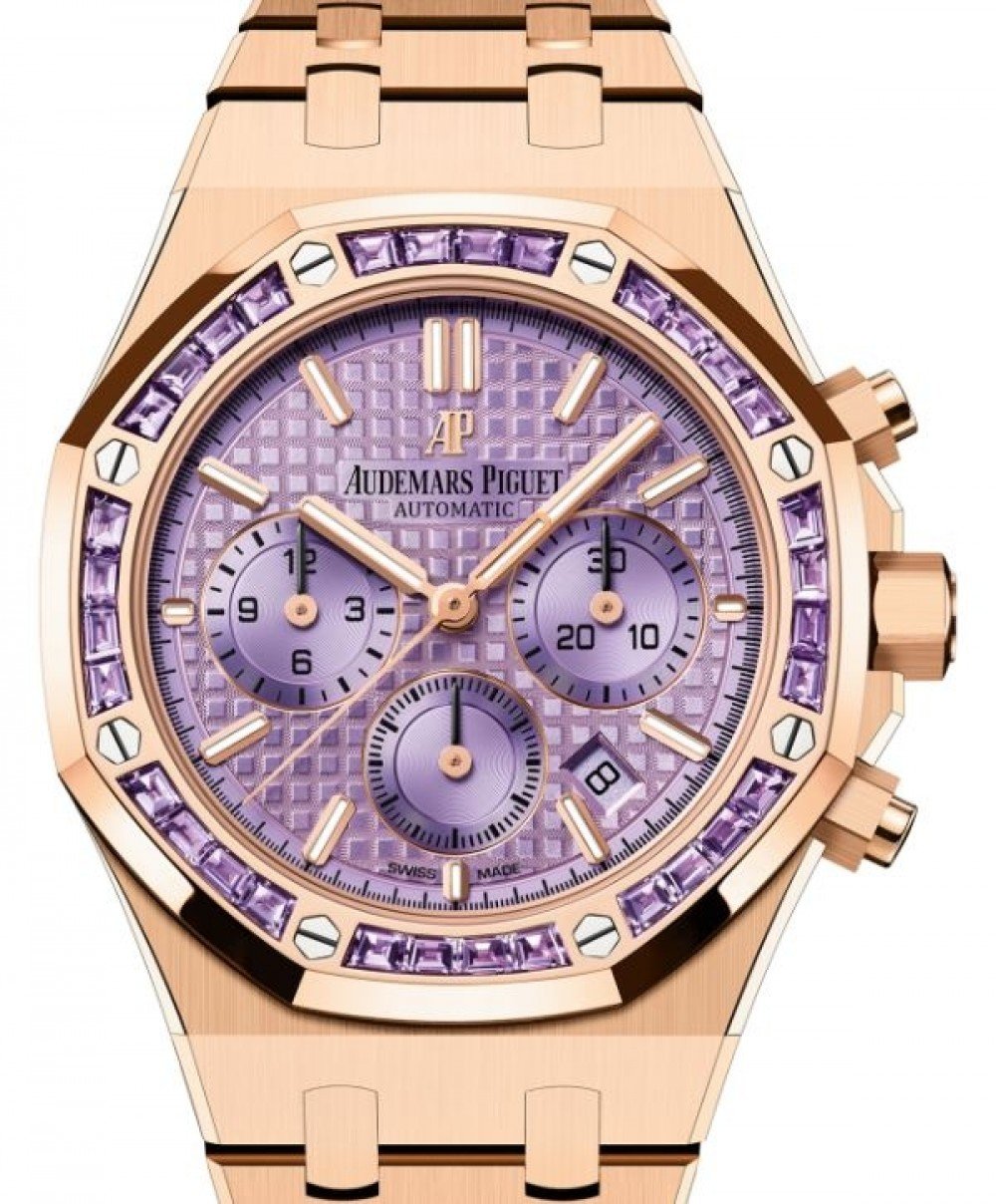 AP Royal Oak Chronograph Frosted Rose Gold Purple Index 34mm 26319OR.AY ...
