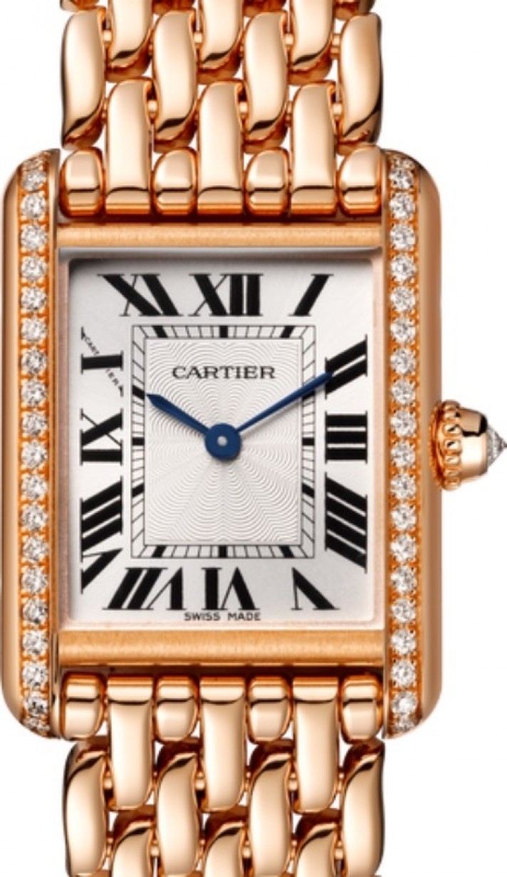 Cartier Tank Louis Cartier Ladies Watch Small Manual Winding Rose Gold  Diamond Bezel Silver Dial Rose Gold Bracelet WJTA0020 - BRAND NEW