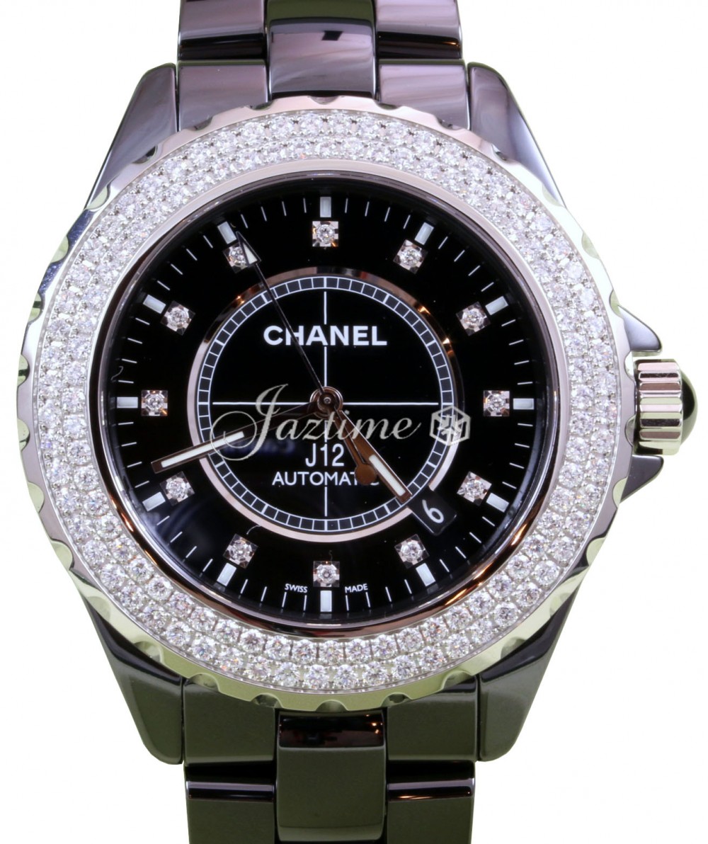 Chanel J12 H2014 Black Ceramic Diamond 42mm Automatic Date BRAND NEW