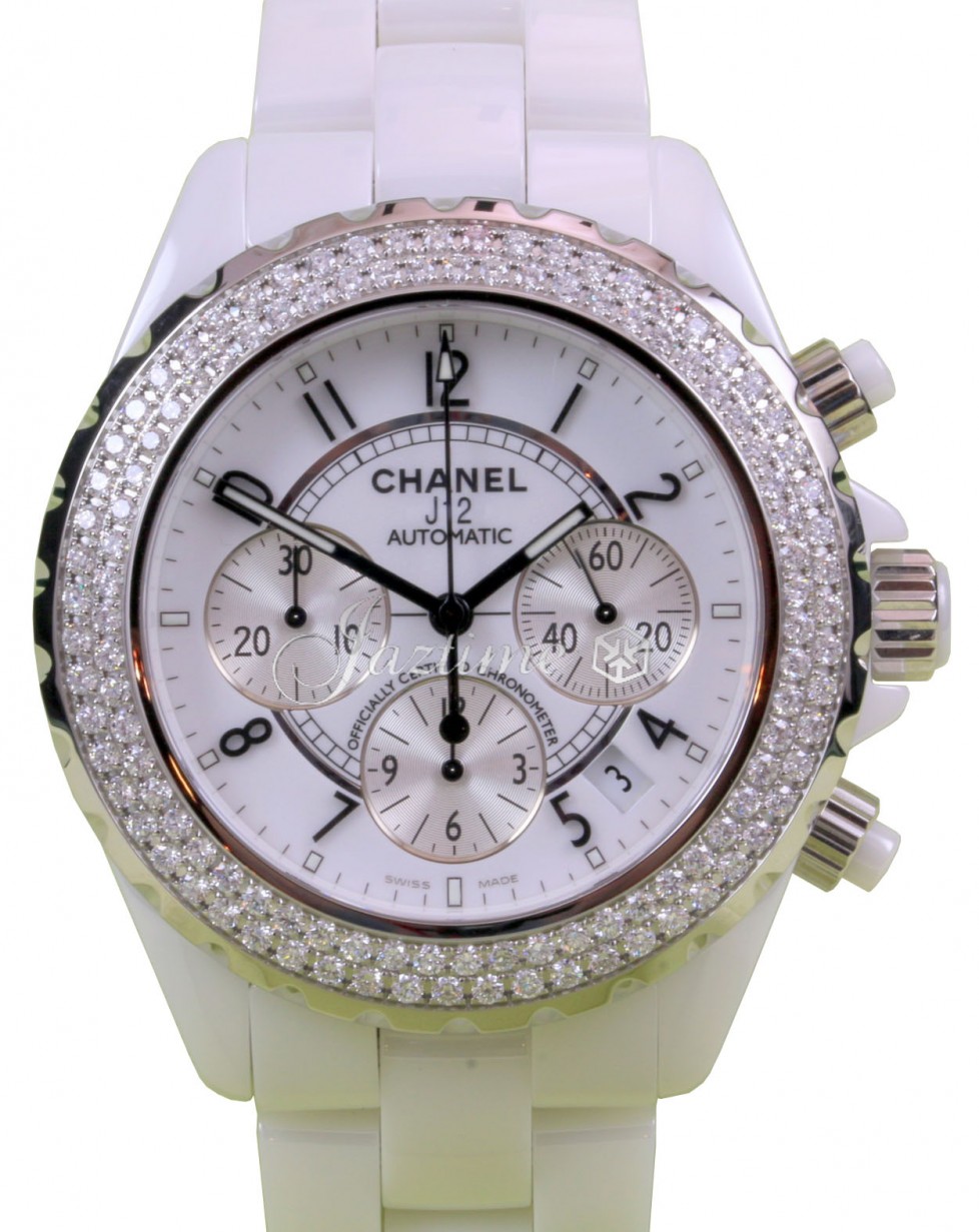 H1007 J12 Chanel Ceramic White Chronograph Dial Womens Automatic