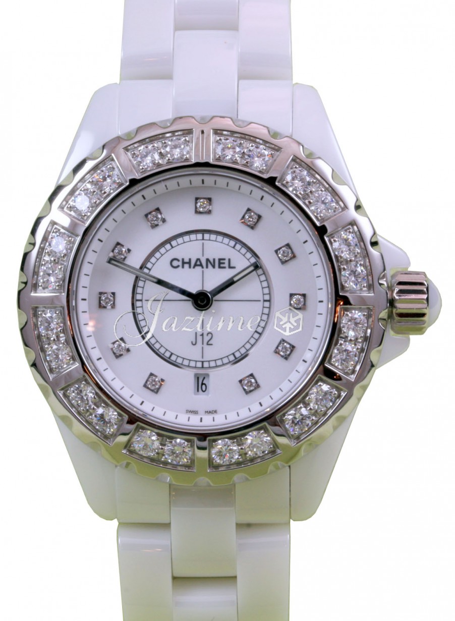 Chanel J12 H2429 Ladies Midsize 33mm Quartz White Ceramic Diamond - BRAND  NEW