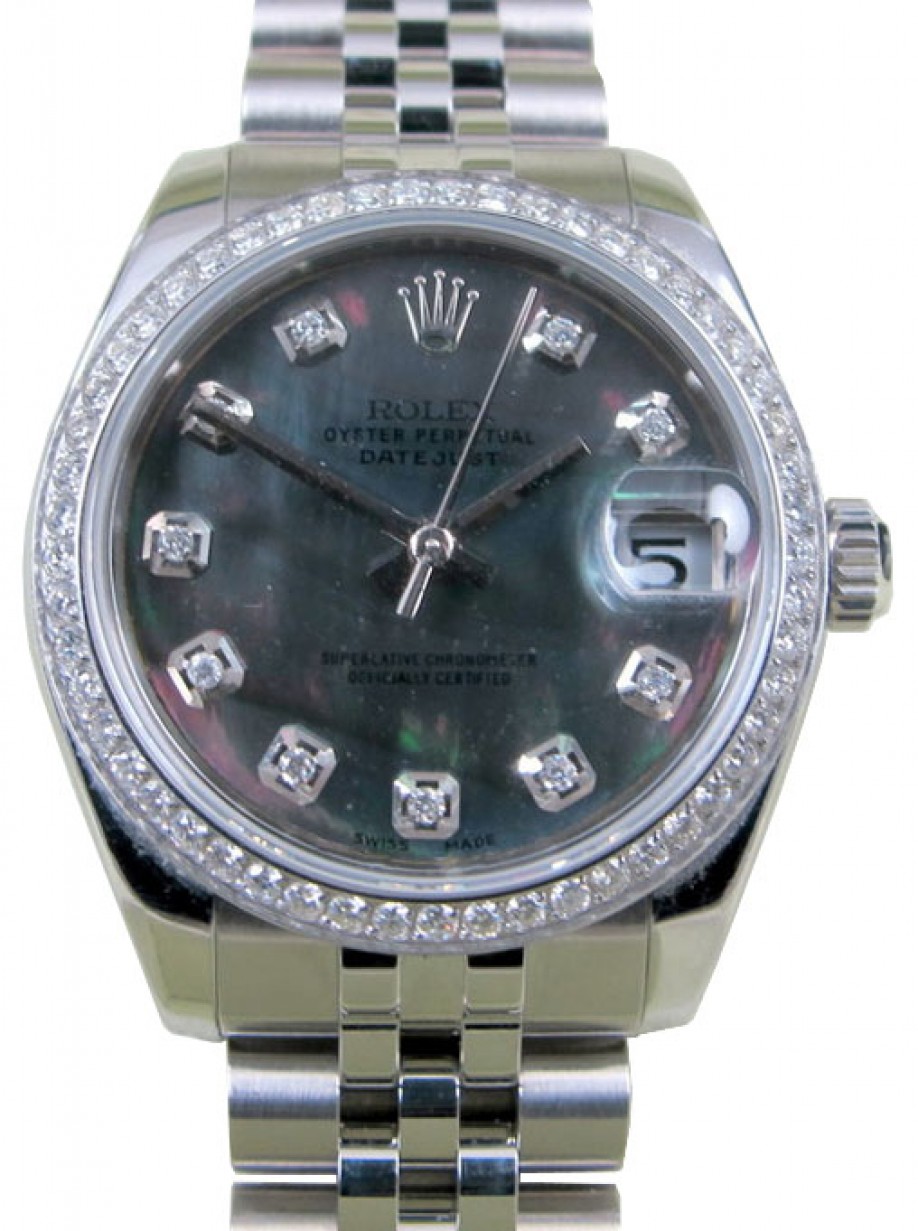 Rolex Datejust 31 black diamonds nero diamanti full set for $7,552