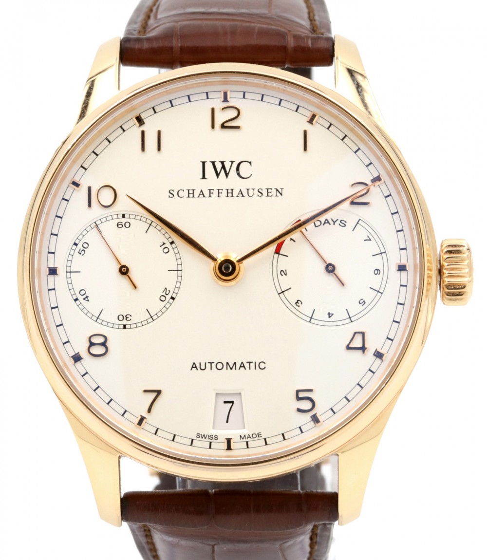 Schuldenaar prieel Dag IWC Portuguese Automatic IW500113 Silver Arabic Rose Gold 7 Days Power  Reserve 42.3mm PRE-OWNED
