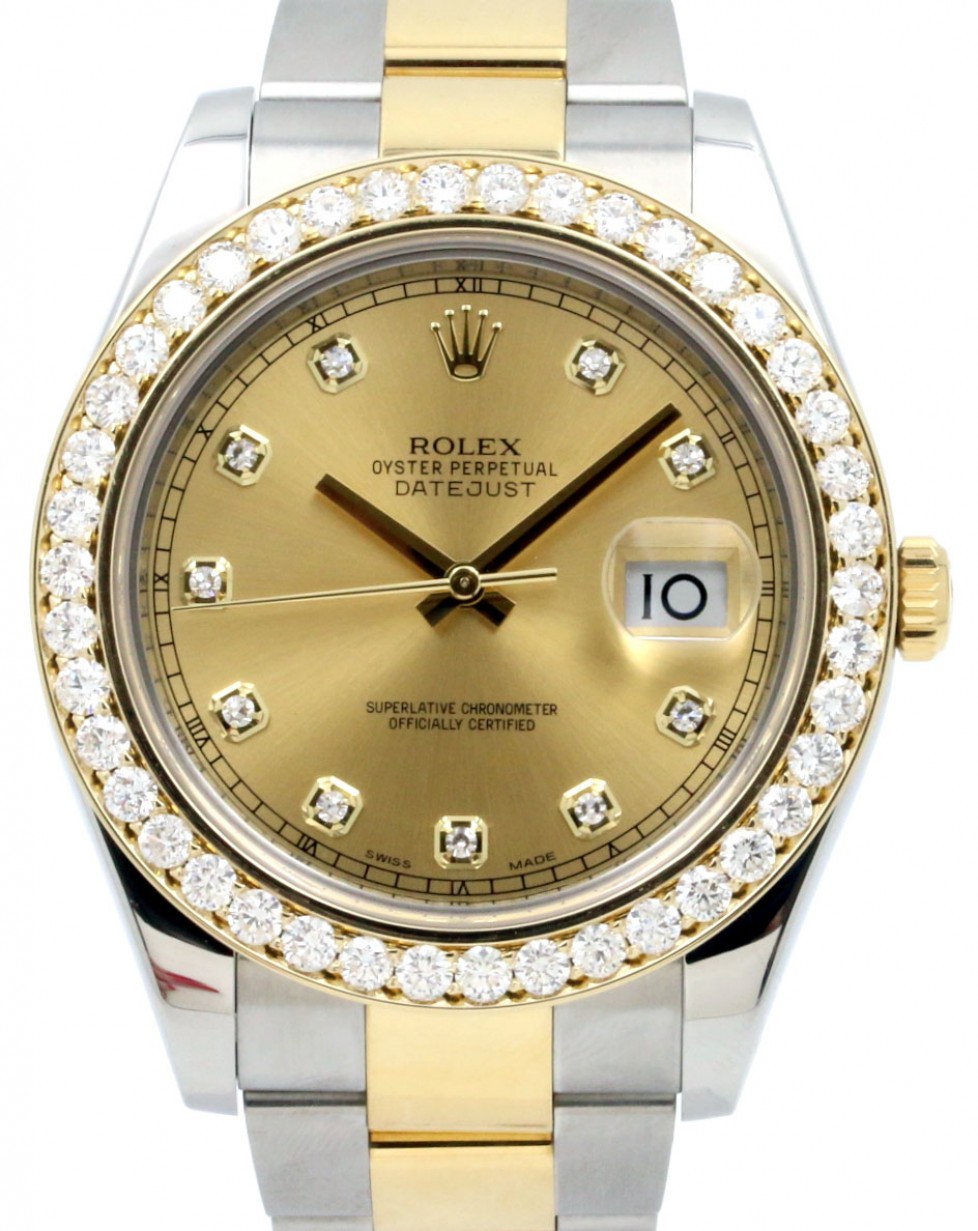 Rolex Datejust II 116333 Champagne Diamond Markers and Bezel 41mm