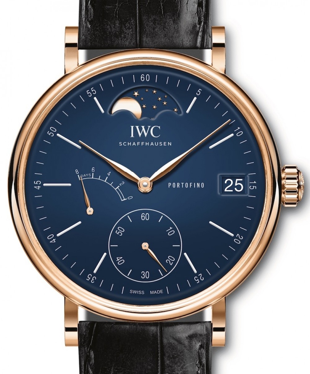 IWC Portofino Hand-Wound Moon Phase Edition “150 Years” IW516407 Blue Index  Red Gold Leather 45mm - BRAND NEW