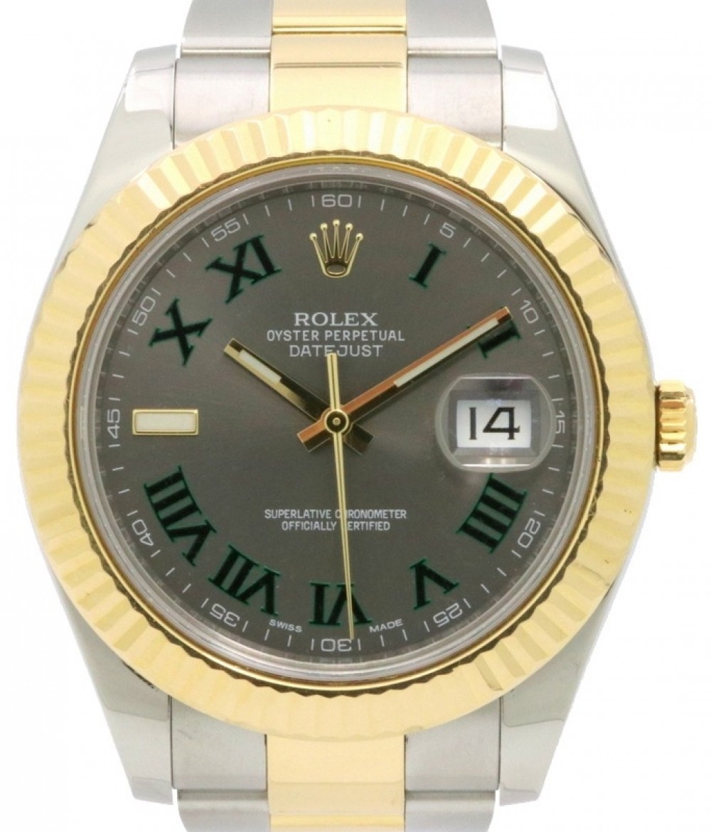 Rolex Datejust II Yellow Gold/Steel Roman Dial & Fluted Bezel Oyster Bracelet 116333 - PRE-OWNED